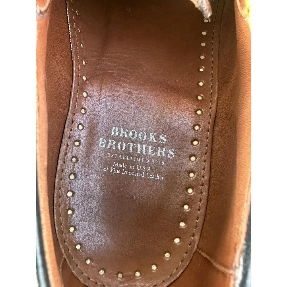 Brooks Brothers Men’s 11 E Black Pebble Leather Derby Shoes Made in USA Lug Sole